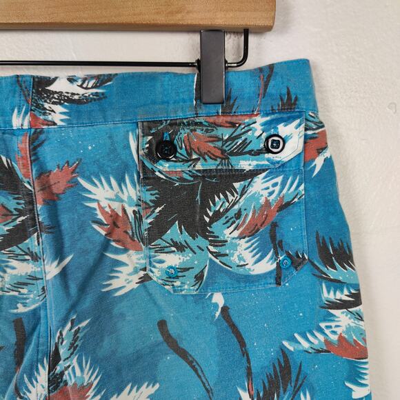 M Nii Makaha Hawaiian‎ Swim Trunks Mens 30 Blue Tropical Print Shorts Lined Vtg - Picture 3 of 7